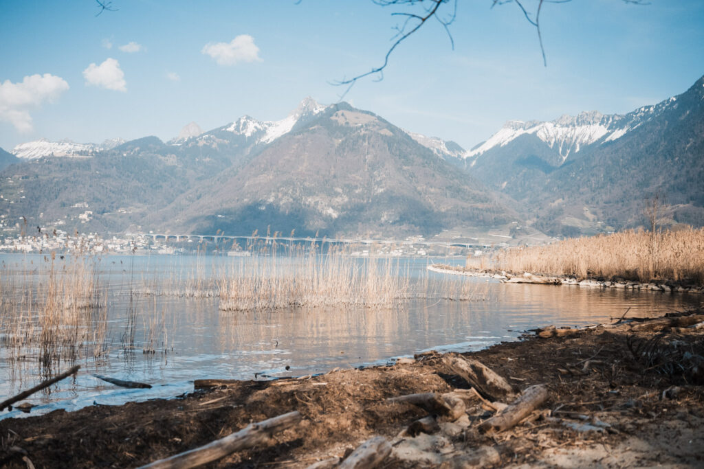Hidden beach near Montreux by Geneva Lake