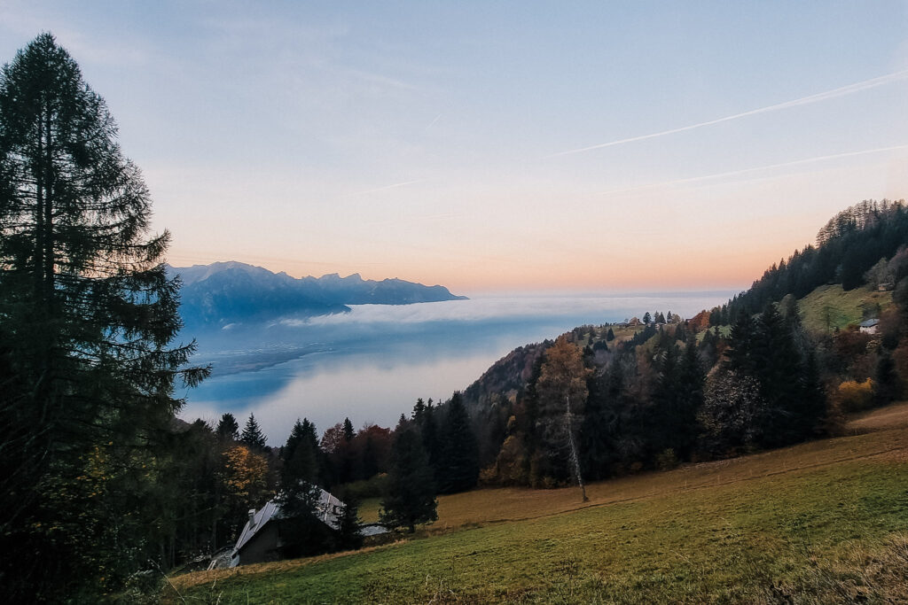 Beautiful view over Lake geneva from Montreux Region