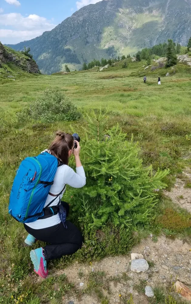Maaike Jansen photographing a couple in the Swiss Alps